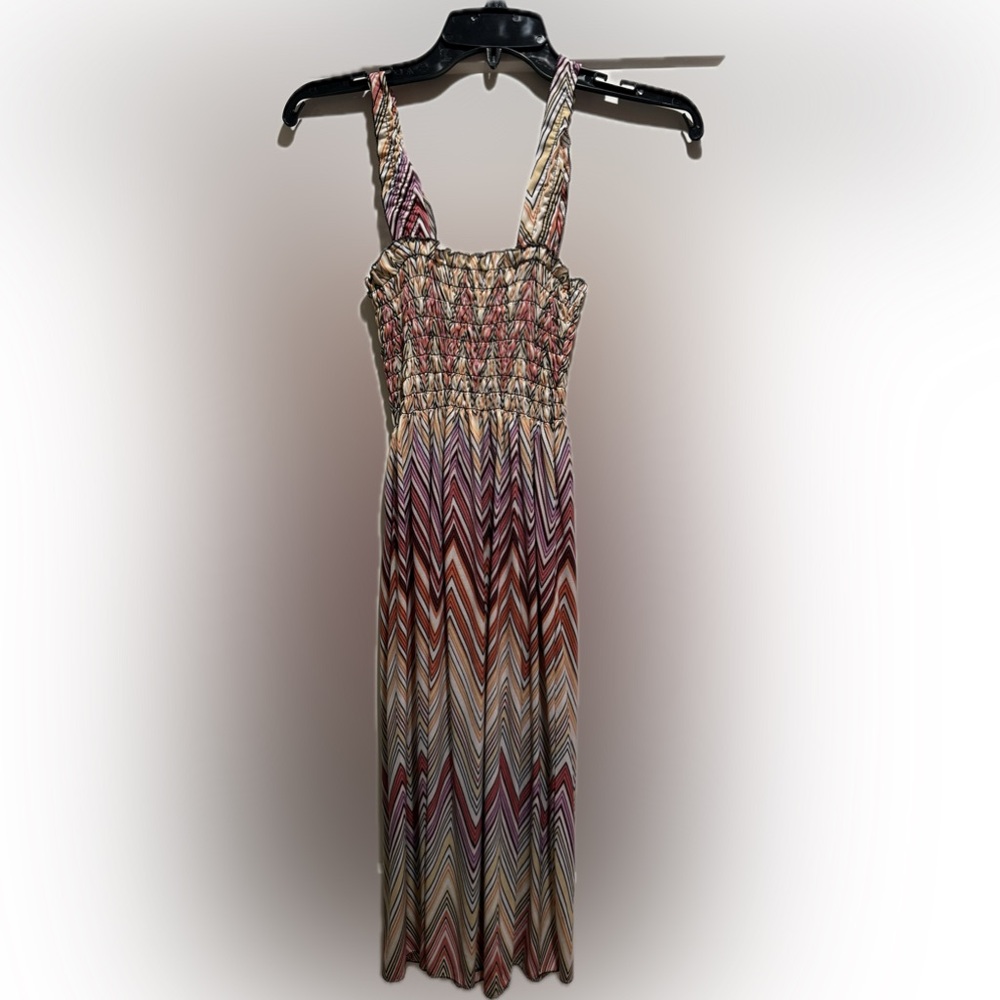 Carnival Fashion ruched bodice chevron sun dress S